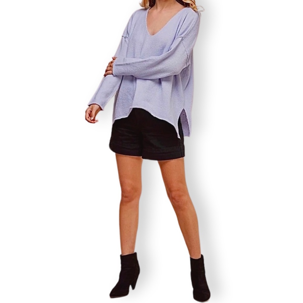 BOUTIQUE* PINCH Soft V-Neck‎ Side-Slit Knit Sweater - Picture 5 of 9